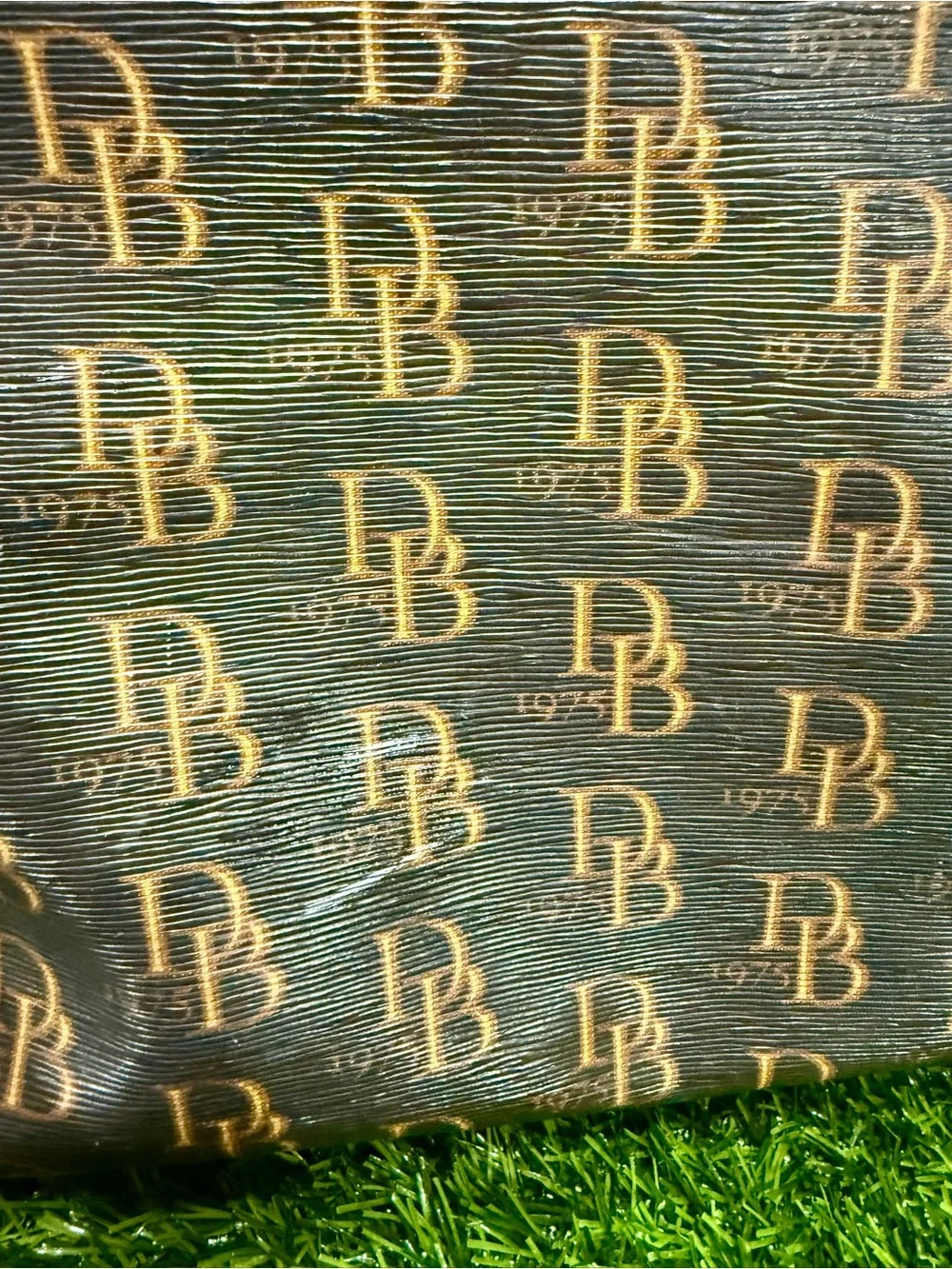 Dooney & Bourke 1975 Collins Monogram Hobo Brown Coated Canvas Leather Trim